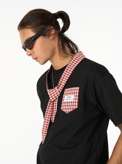 Street Plaid Tie Short Sleeve T-Shirt 
