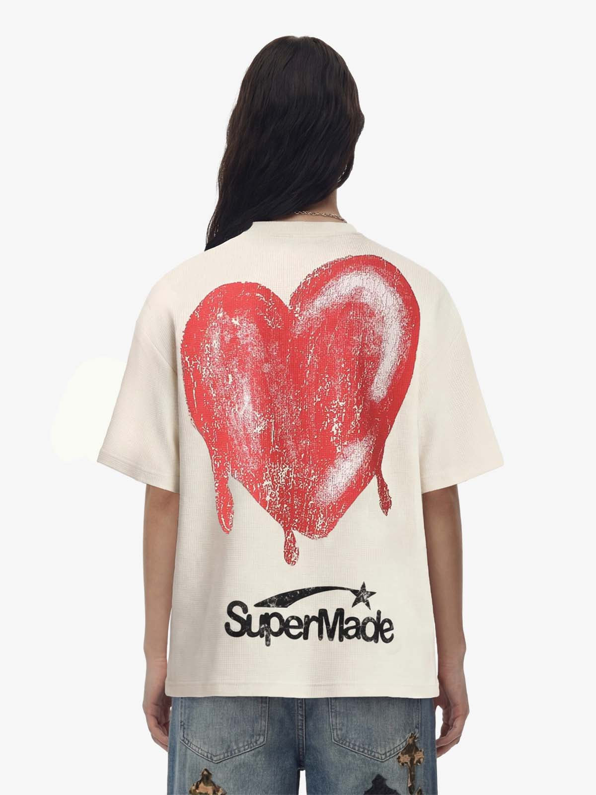 Skeleton & Melted Heart Graphic Waffle Knit T-Shirt