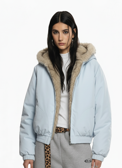 Street Faux Fur Collar Hooded Windproof Padded Jacket