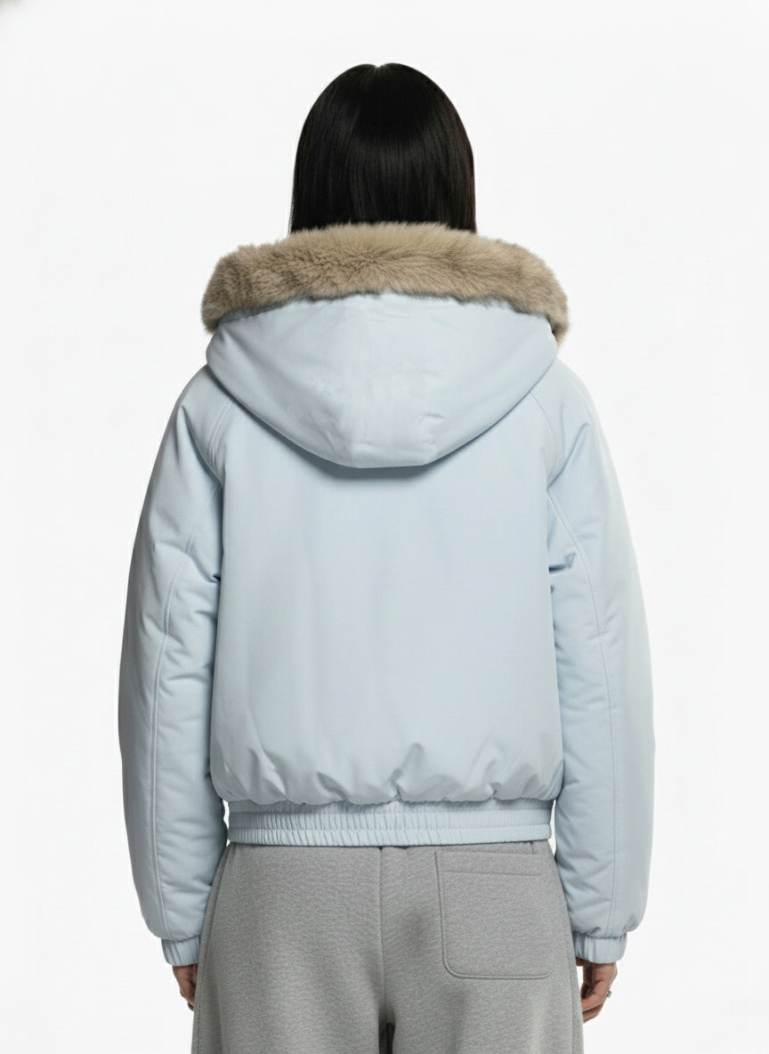 Street Faux Fur Collar Hooded Windproof Padded Jacket