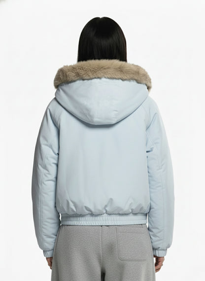 Street Faux Fur Collar Hooded Windproof Padded Jacket