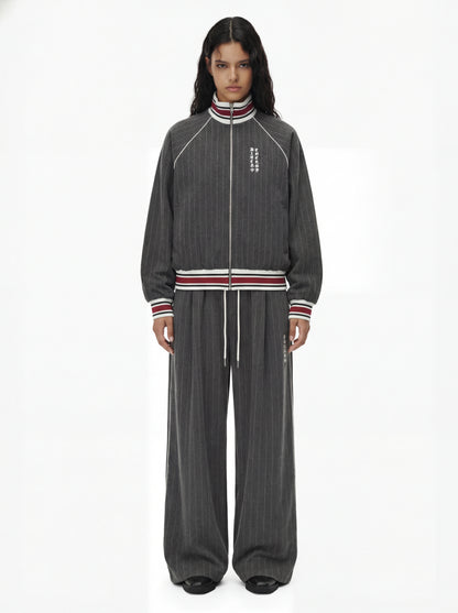 Pinstripe Vertical Embroidery Track Jacket