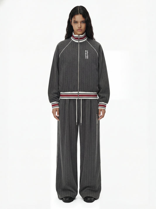 Pinstripe Vertical Embroidery Track Jacket
