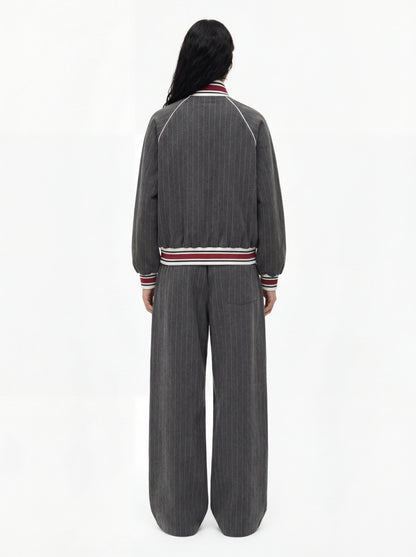 Pinstripe Vertical Embroidery Track Jacket