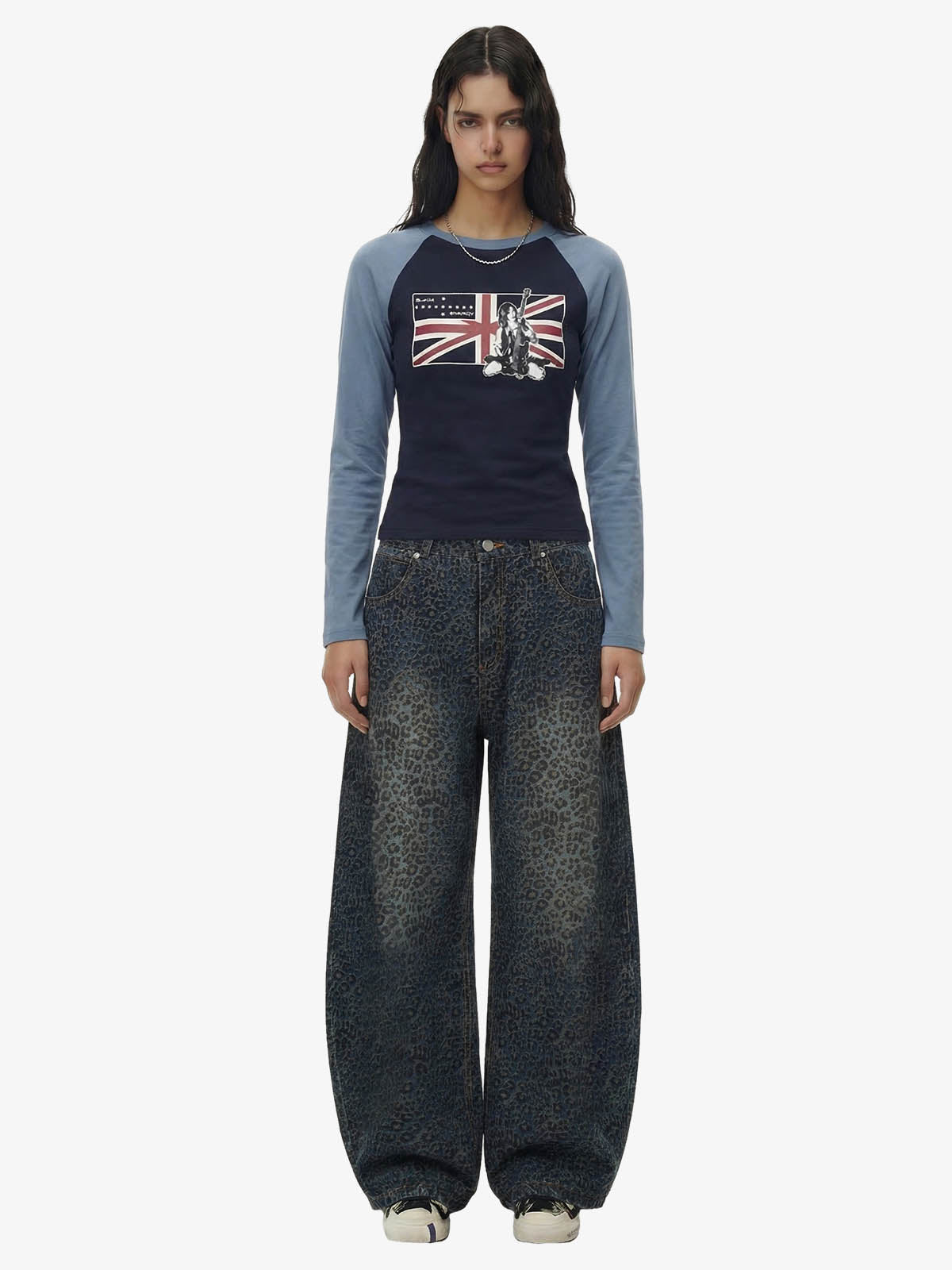 Denim Street Leopard Print Barrel Jeans - 2458