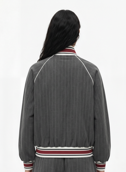 Pinstripe Vertical Embroidery Track Jacket