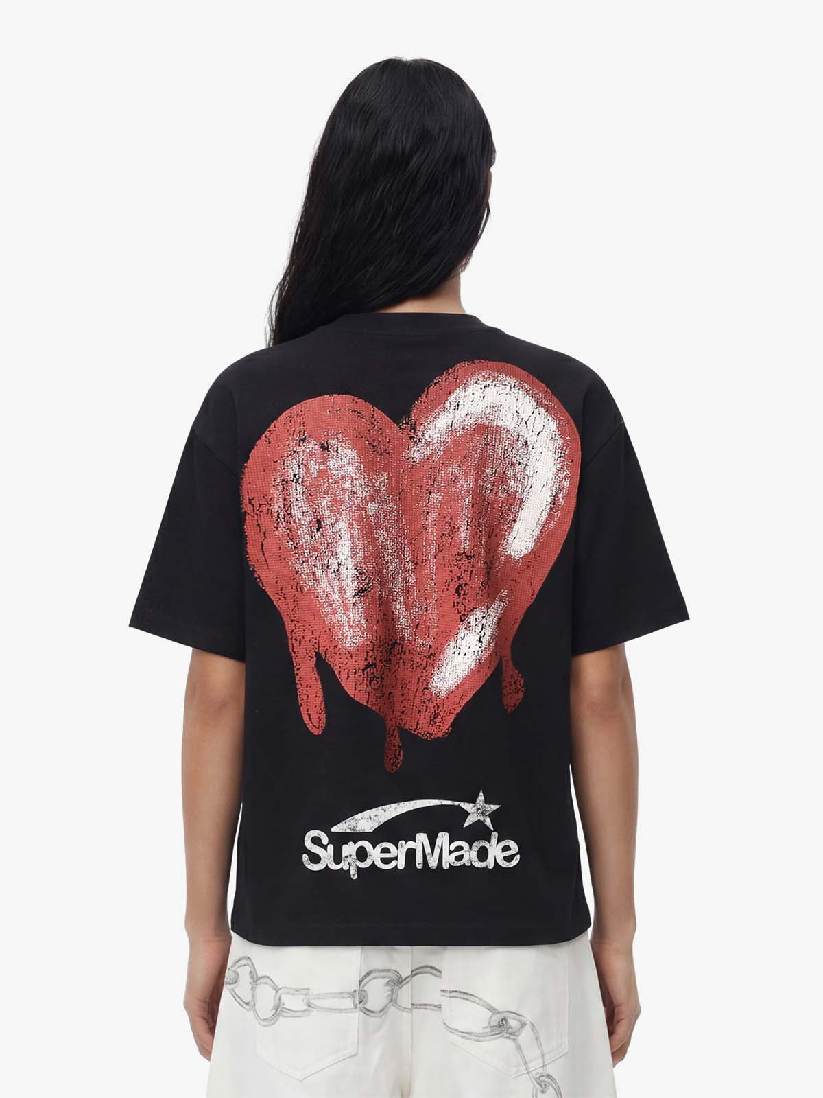 Skeleton & Melted Heart Graphic Waffle Knit T-Shirt