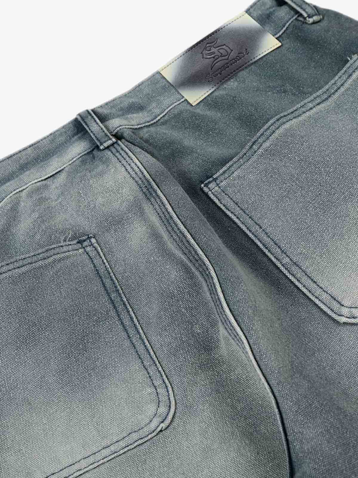 High-Waisted Wide-Leg Denim Pants with Asymmetric Wrap Design 