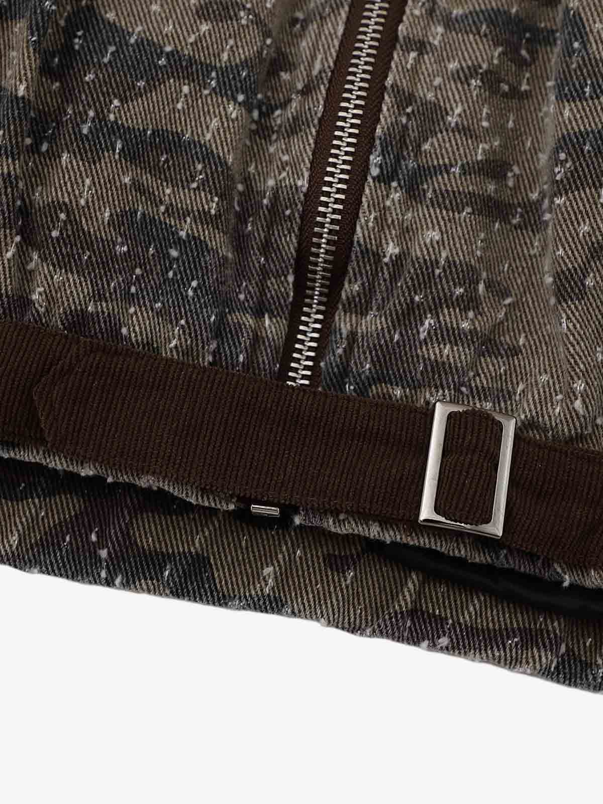 Camouflage Print Stand Collar Cropped Jacket