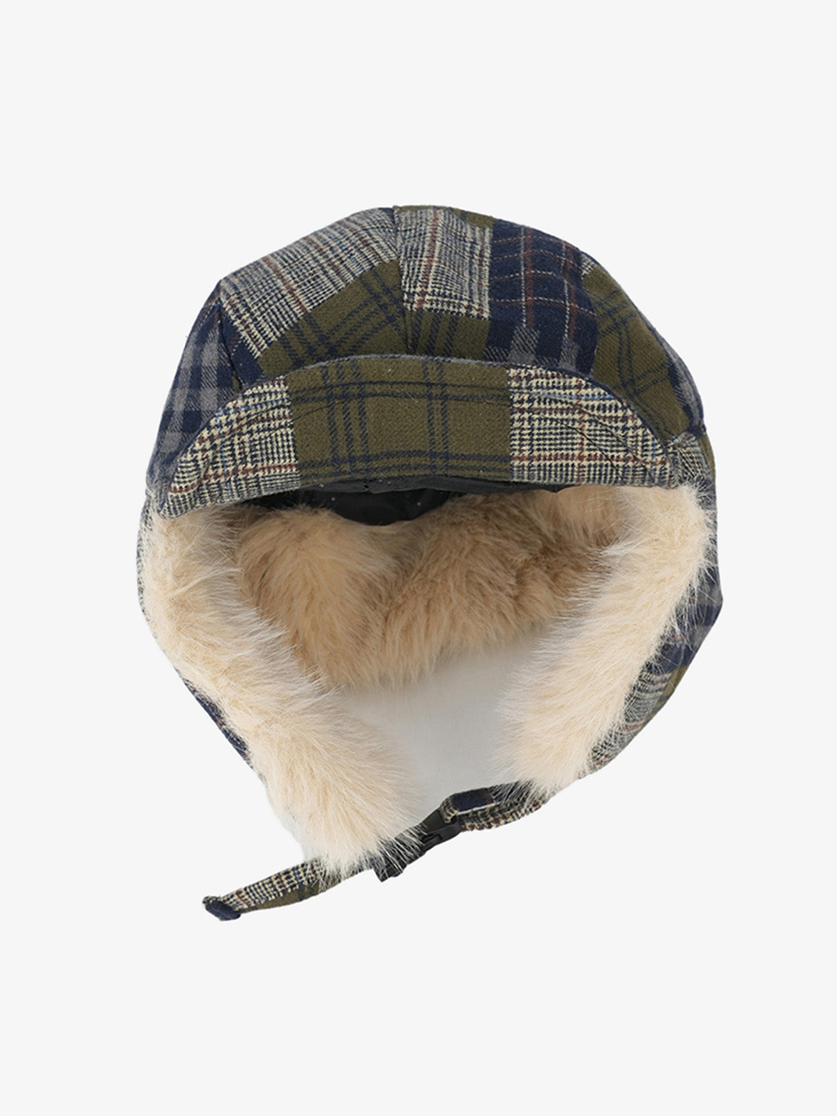 Winter Plaid Earflap Hat with Faux Fur Trim - Perfect for Cold Weather Protection 