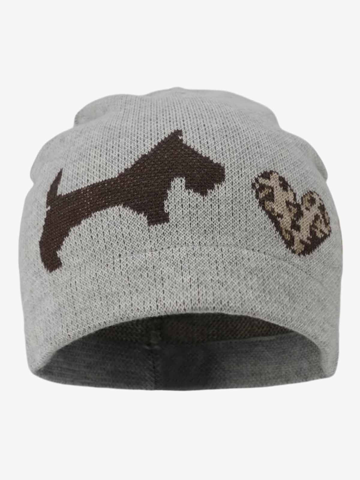 Cotton Blend Knit Beanie with Dog and Heart Design for Women and Men?