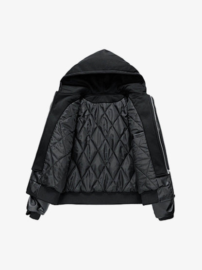 Stylish Velvet Bomber Jacket with Leather Collar for Men 