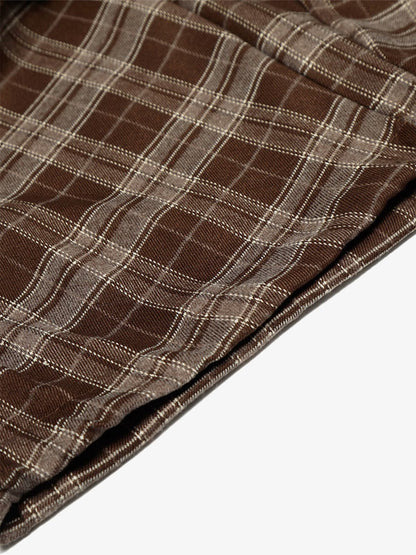 Plaid Wide-Leg Pants With Embroidered Logo for Casual Style 