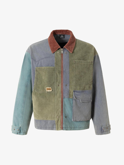 Color-Block Corduroy Denim Jacket for Men - Stylish and Versatile Outerwear 