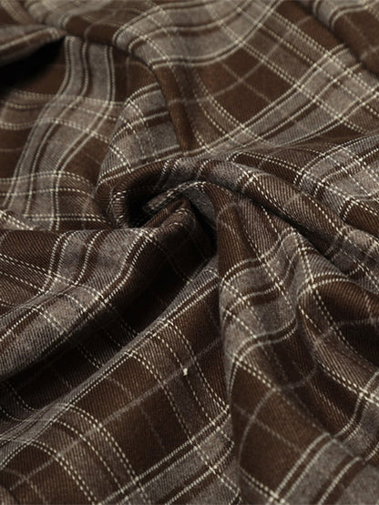 Plaid Wide-Leg Pants With Embroidered Logo for Casual Style 