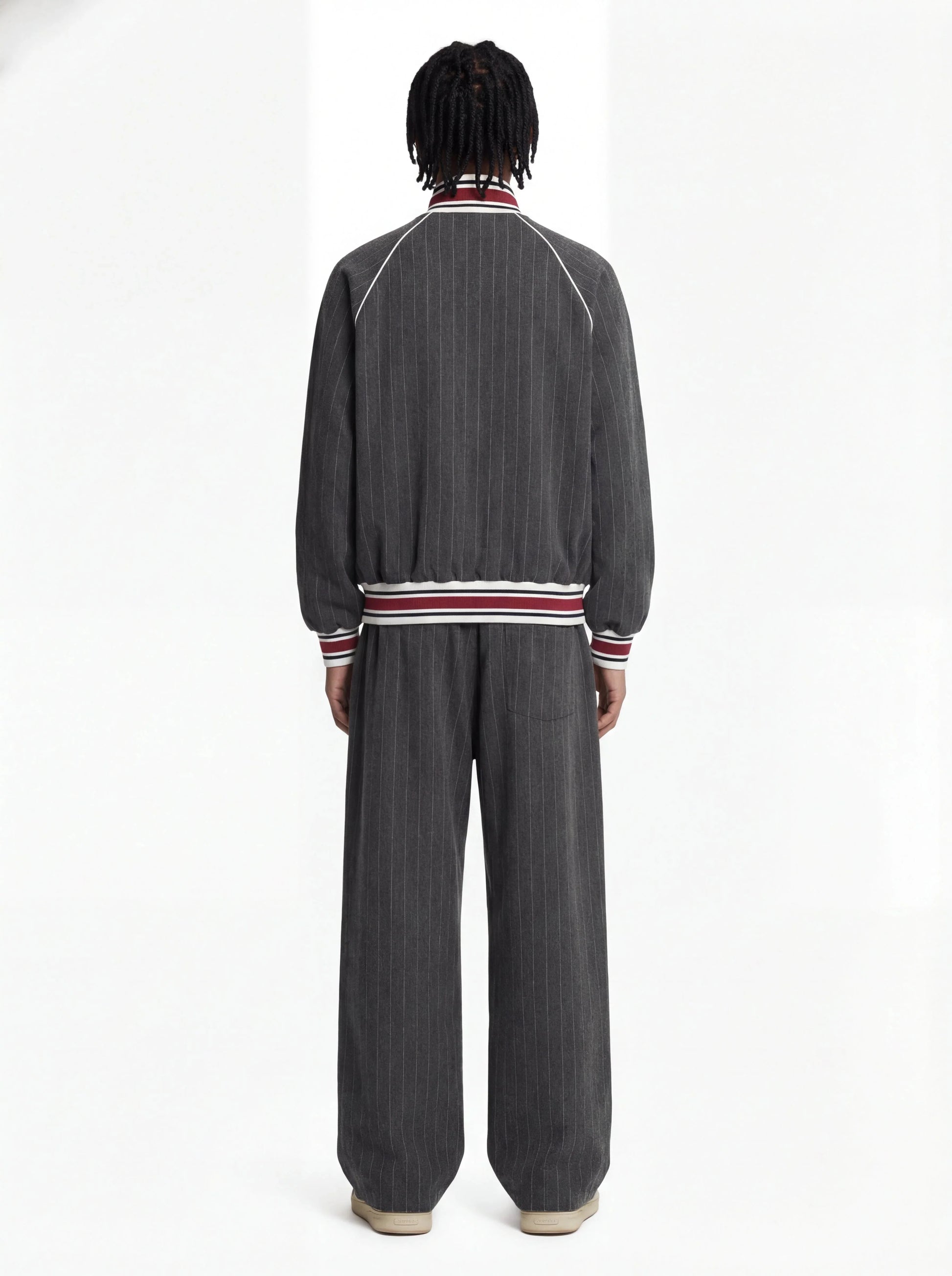 Thesupermade American Retro Color-Blocked Striped Stand-Collar Tracksuit 