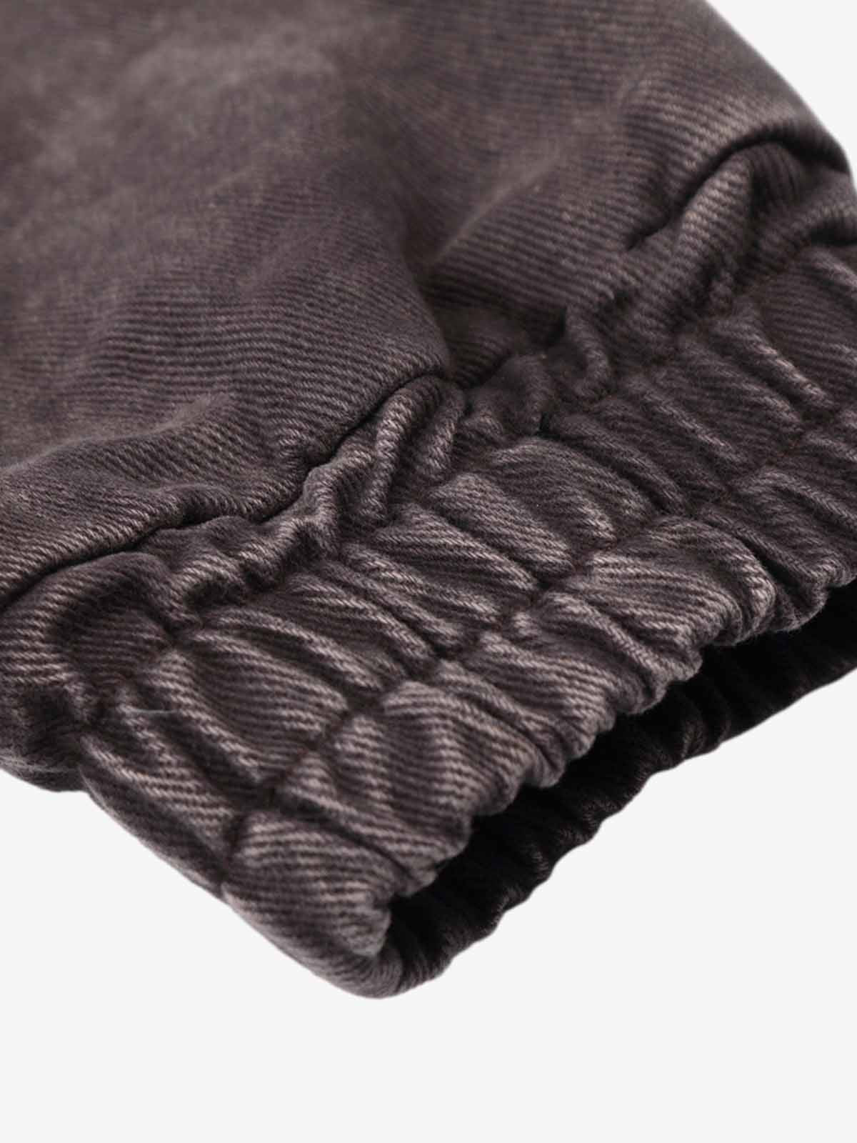 Washed Cotton Hooded Duffle Jacket with Metal Snap Buttons and Ribbed Hem 