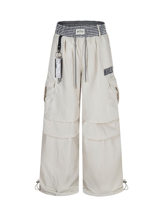 Double Waist Drawstring Baggy Cargo Pants 