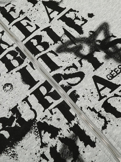 Stylish Graphic Hooded Jacket with Faux Fur Trim - Perfect for Casual and Trendy Looks 