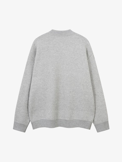 Fuzzy Letter Detail Sweater for Cozy Elegance 