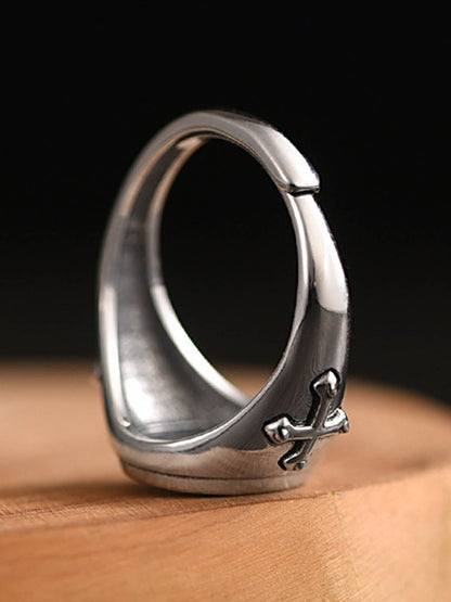 Antique Bronze Prayer Hands Cross Ring for Men Religious Symbol Statement Jewelry Fashion Accessory 