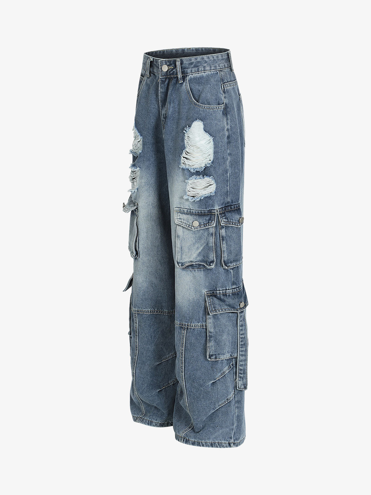 Retro Ripped Cargo Jeans 
