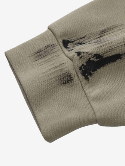 Retro Wasteland Star-Print Brush Ink Print Cardigan Hoodie 