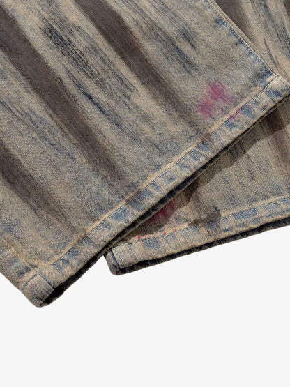 Retro Washed Brushstroke Wide-Leg Jeans 