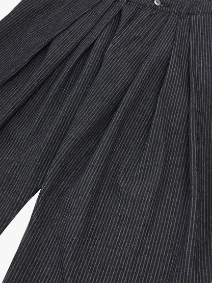 Vintage Pinstripe Pleated Wide-Leg Barrel Pants