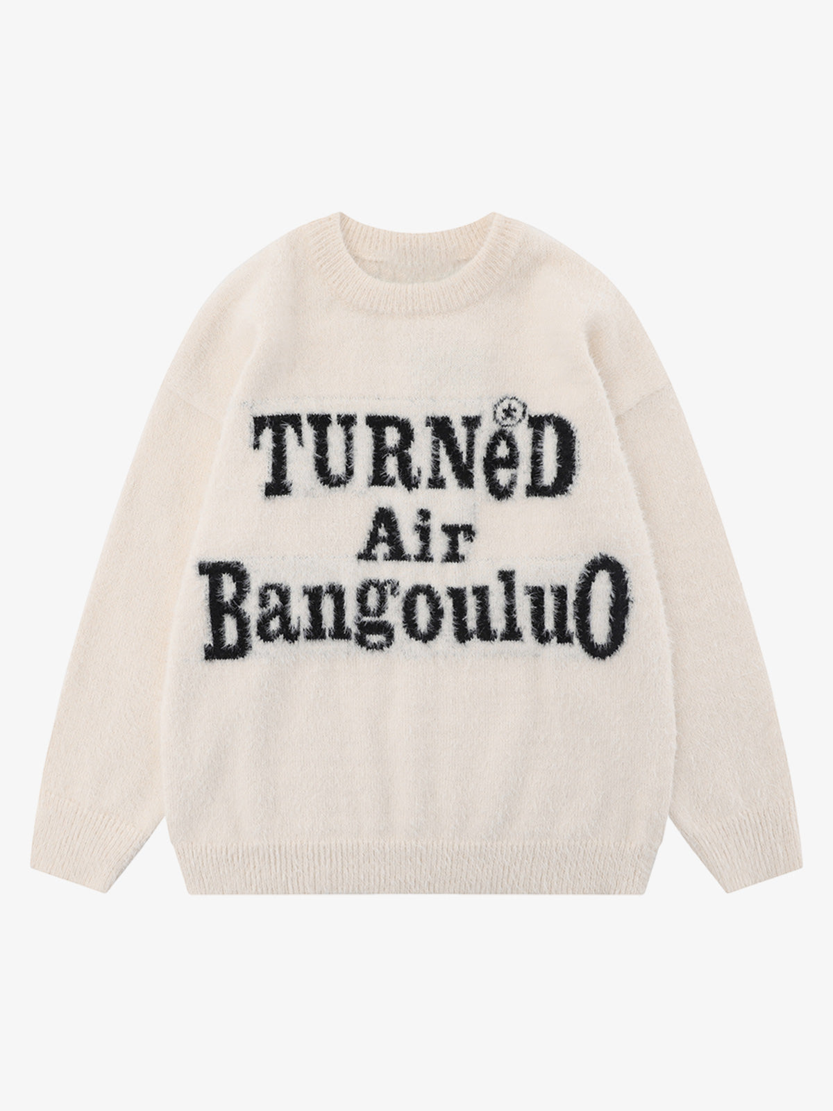 Letter Embroidery Round Neck Casual Sweater 