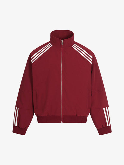 Cotton-Blend Track Suit Set with White Stripes - Oversized Zip-Up Jacket and Wide-Leg Pants?