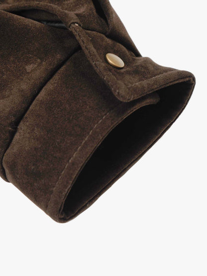 Vintage Suede Embroidered Toggle-Buckle Stand Collar Down Jacket