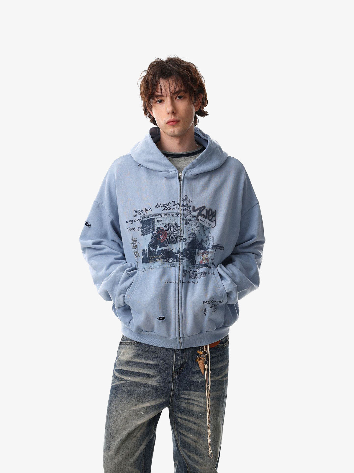 Distressed Plaid Cotton Flannel Shirt for Men with Two Chest Pockets and Ripped Design?