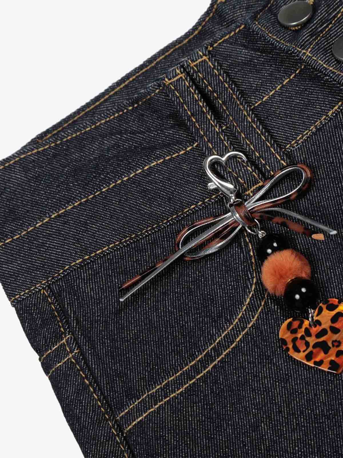 Denim Wide Leg Pants with Cross Stitch Detailing High Waist Casual Jeans for Women 