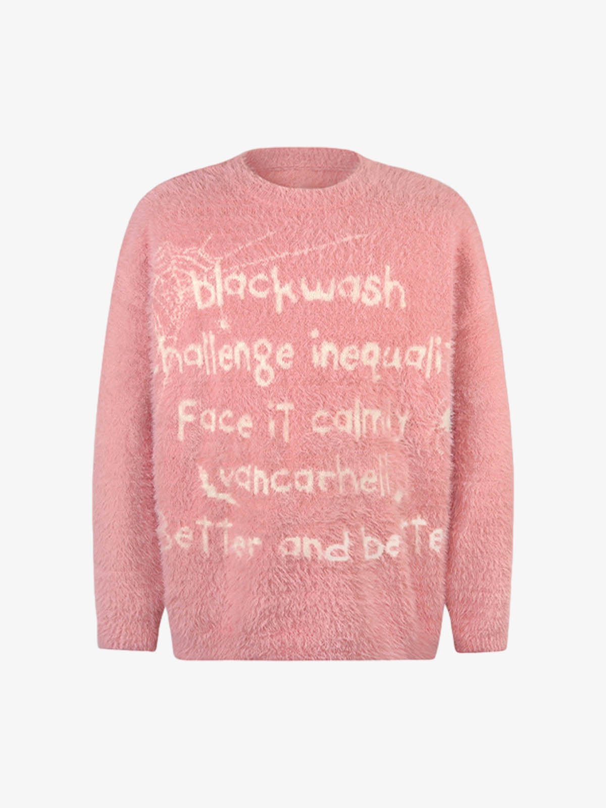Retro Letter Jacquard Mink Sweater 