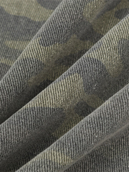 Thesupermade Camouflage Patchwork Ripped Cargo Jeans 