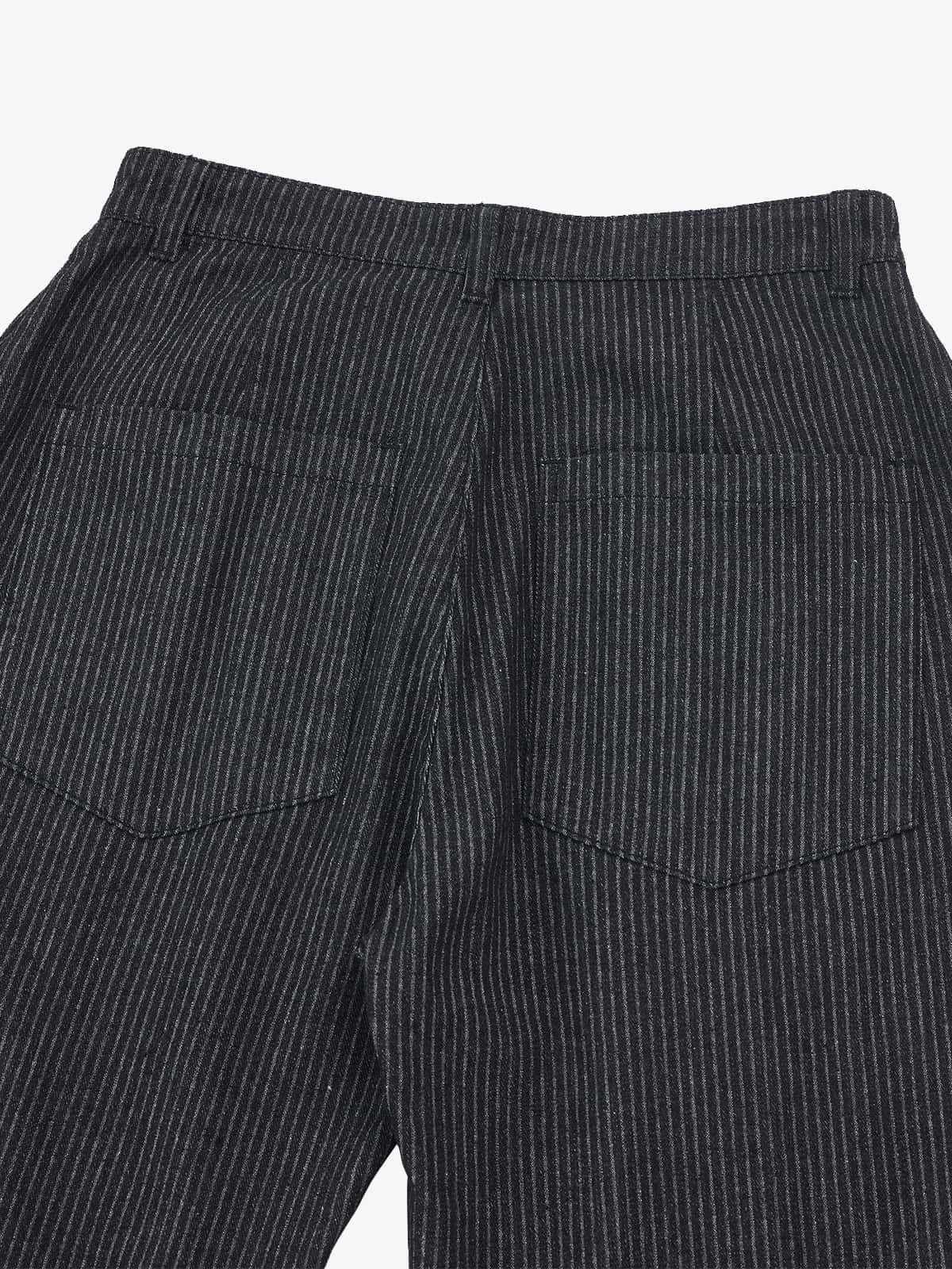 Vintage Pinstripe Pleated Wide-Leg Barrel Pants