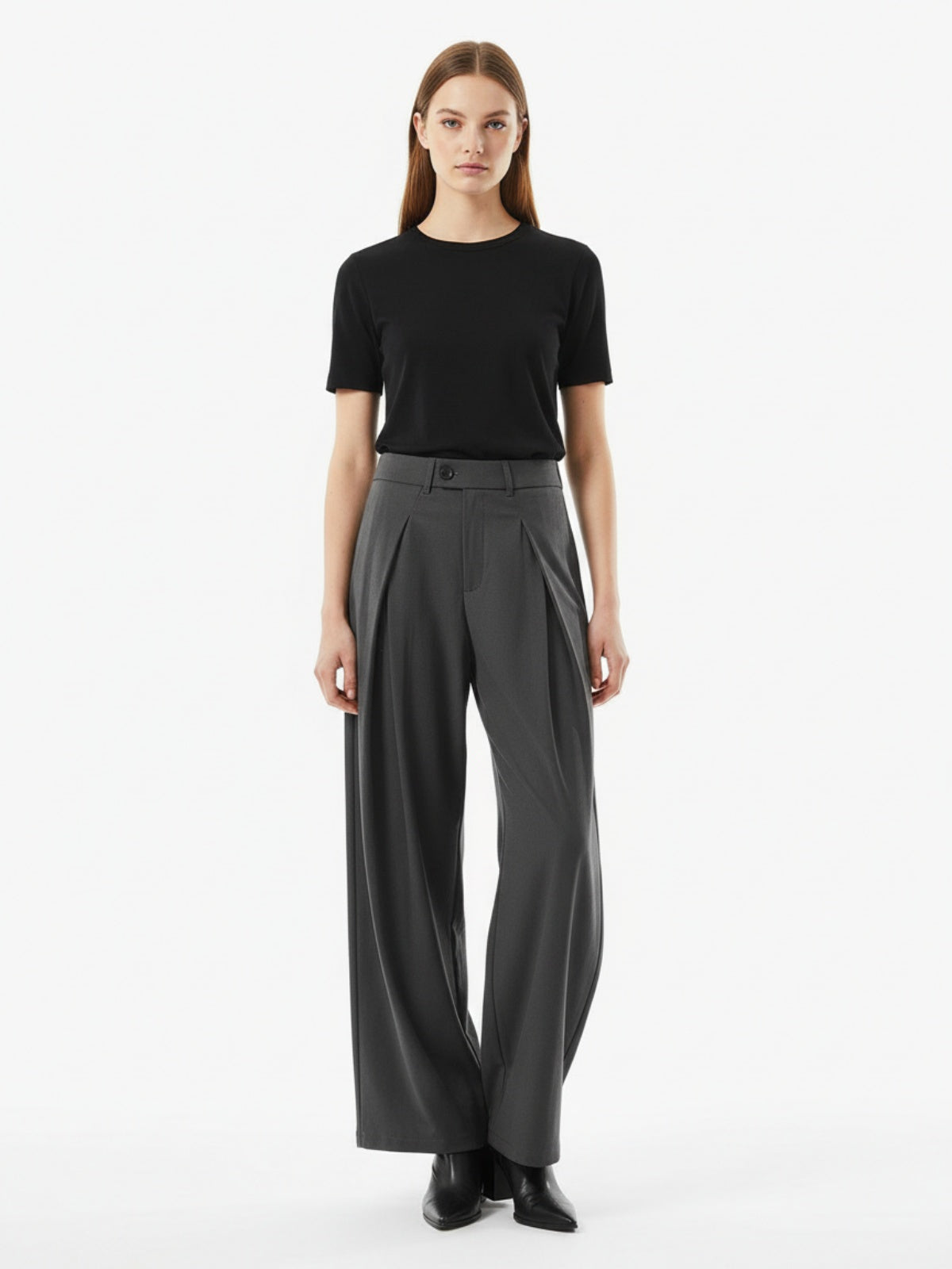 Pleated Drape Bootcut Suit Pants