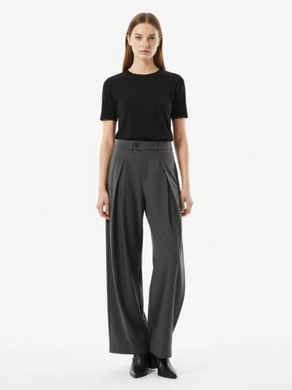 Pleated Drape Bootcut Suit Pants