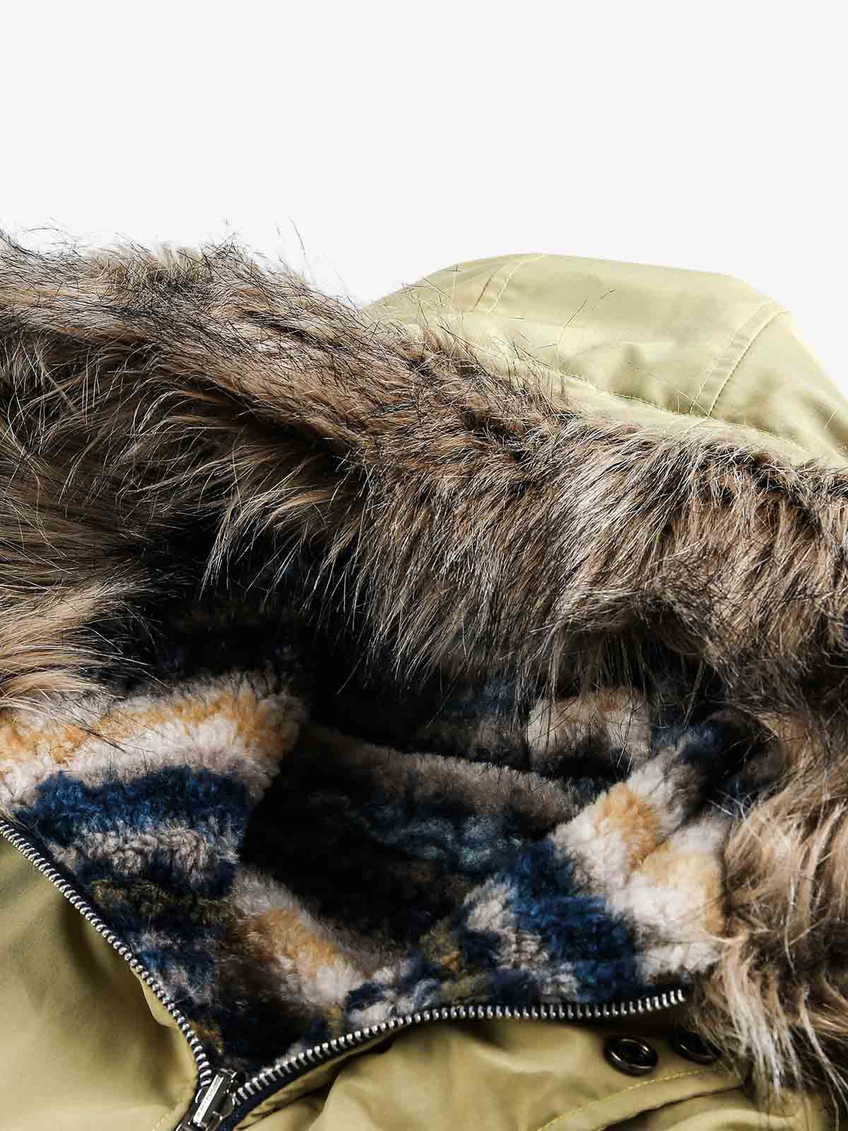 Winter Essential Faux Fur Trimmed Puffer Jacket with Arrow Buckle Design 