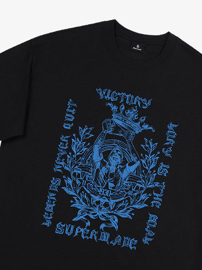 Cotton Graphic Print T-Shirt with Victory Legend Design 