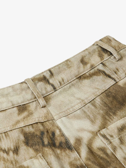 Vintage Washed Dirty Dye Wide-Leg Pants 