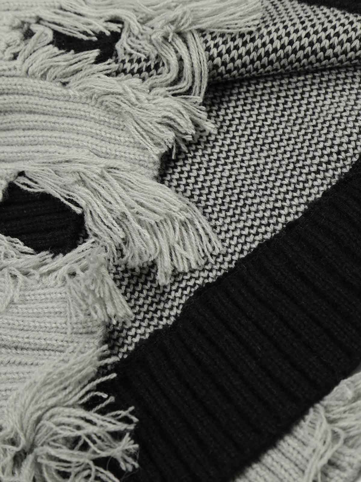 Distressed Photo Patch Oversized Knit Sweater