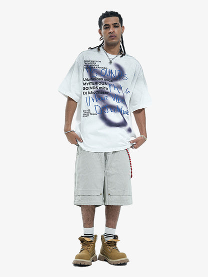 300G Cotton Spray-Marmot Distressed T-Shirt with Holes Urban Streetwear Graphic Tee?