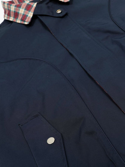 Classic Bomber Jacket with Plaid Collar Detail for Men 