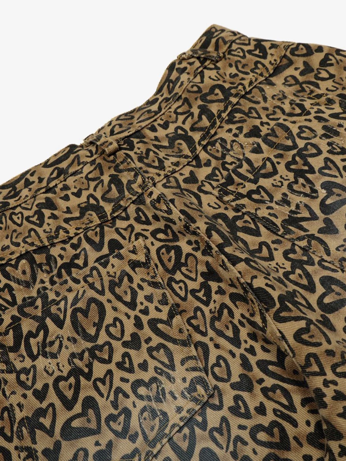 Leopard Heart Print Wide-Leg Pants for Women - Trendy and Stylish Design 