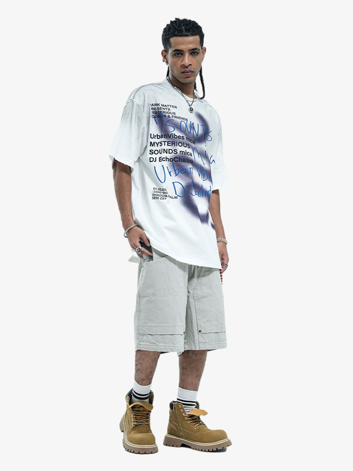 300G Cotton Spray-Marmot Distressed T-Shirt with Holes Urban Streetwear Graphic Tee?