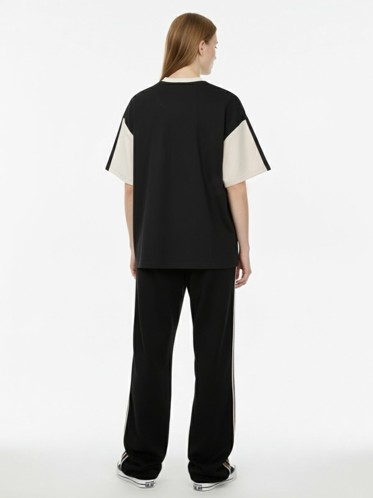 Thesupermade Horizontal Glitch Art Deconstruction Contrast Color Stitching Print T-shirt 