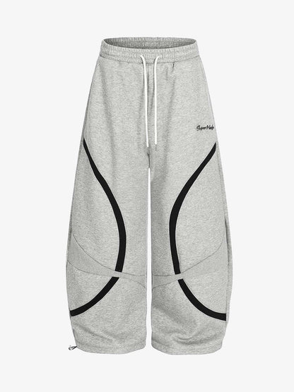 Retro Contrast Panel Drawstring Sweatpants