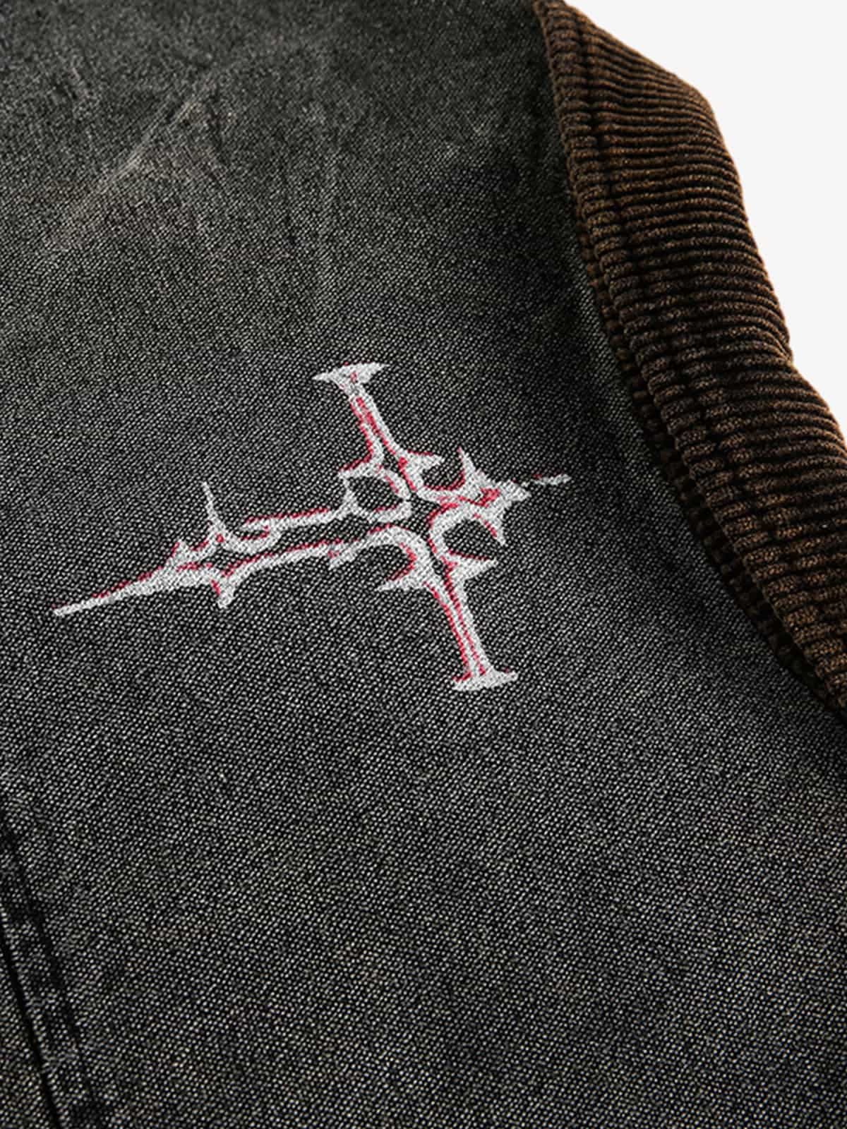 Distressed Graphic Denim Jacket for Men - Perfect for Casual and Streetwear Styles 